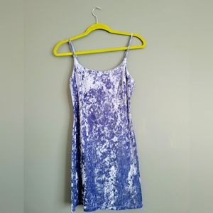 Crushed blue velour mini dress